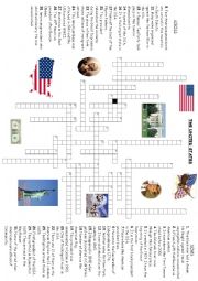 English Worksheet: USA crosswords
