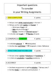 English Worksheet: B1.2 Writing Criteria for marking