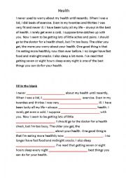 English Worksheet: Health