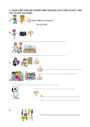 English Worksheet: MAKING QUESTIONS WITH DO, DOES AND ANSWERING THEM
