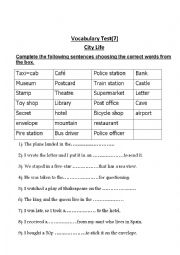 English Worksheet: city places
