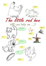 English Worksheet: The little red hen