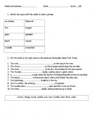 English Worksheet: Onomatopoeia test