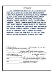 English Worksheet: computers