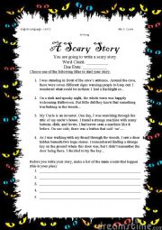 English Worksheet: Writing a Scary Story