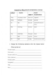 English Worksheet: CAUSATIVE HAVE CHART