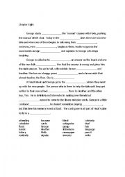 English Worksheet: Absolutely Invincible Chapter Eight Cloze Activity