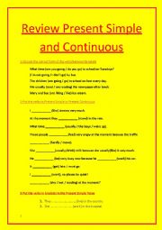 English Worksheet: present simple and continuous