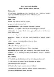 English Worksheet: TED The Power of Introverts