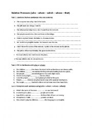 English Worksheet: relative pronouns