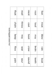 English Worksheet: Vowel Diagraph Connect Four