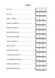 English Worksheet: Numbers