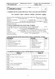 English Worksheet: mid semester 2 grade 7 Tunisian program