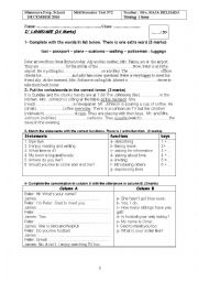 English Worksheet: mid semester 2 grade 7 Tunisian program