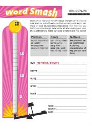 English Worksheet: WORD SMASH - AFFIXES