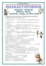 English Worksheet: GRAMMAR REVISION - QUANTIFIERS