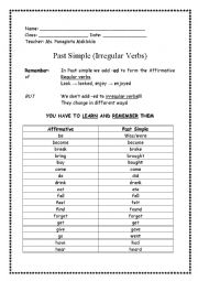 English Worksheet: Past Simple Irtegular verbs