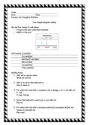 English Worksheet: Past Simple Regular verbs