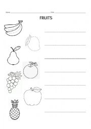 English Worksheet: Fruits