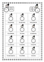 English Worksheet: Telling the time with Mr. Snowman