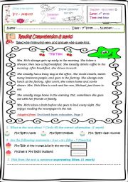 English Worksheet: End of semester test N1.7th form Tunisian pupils