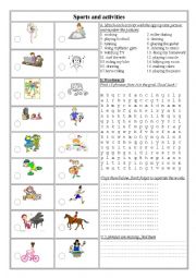 English Worksheet: Sports and activities worksheet