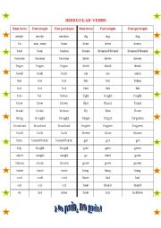 English Worksheet: Common irregular verbs