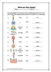 English Worksheet: What are they doing?