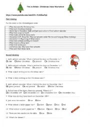 English Worksheet: VIDEO: Christmas in the UK