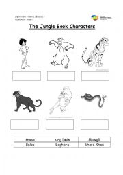 English Worksheet: The Jungle Book Characters