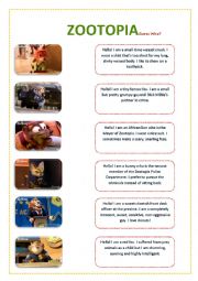 English Worksheet: Zootopia - Guess Who?