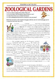 English Worksheet: READING & GAP FILLING - the ZOOS