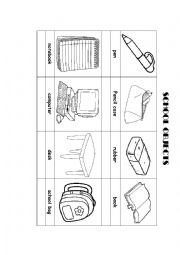 English Worksheet: School Objects