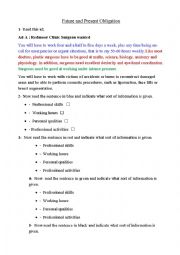English Worksheet: future and present obligation