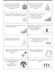 English Worksheet: Motivational question cards NEW YEAR