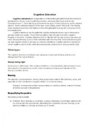 English Worksheet: Cognitive Distortions