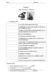 English Worksheet: telephone