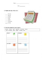 English Worksheet: Days of the week, months