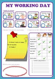 English Worksheet: My working day