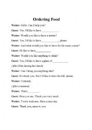 English Worksheet: Ordering Food Conversation