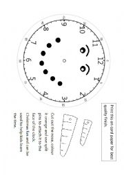 English Worksheet: Telling the time - Clock faces split pin craft (Christmas themed)