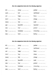 English Worksheet: Comparative forms