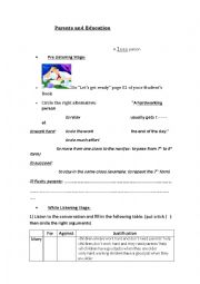 English Worksheet: mod II less5 Parents and education