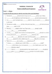 English Worksheet: present simple or progressive (continuous)