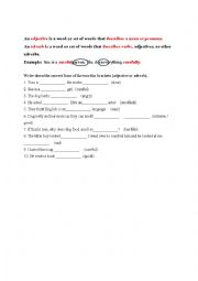 English Worksheet: adverbs and adjectives