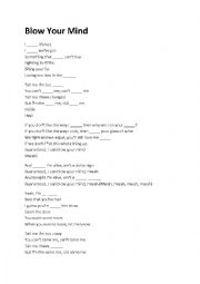 English Worksheet: blow your mind song