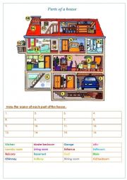 English Worksheet: The rooms and parts of the house.