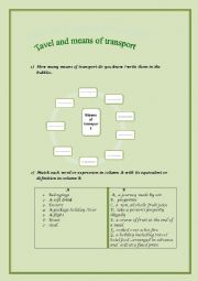 English Worksheet: travel and means of transport