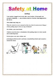 English Worksheet: safety at home