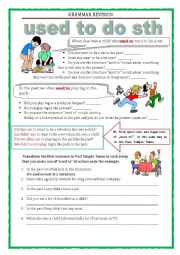 English Worksheet: GRAMMAR REVISION - used to 